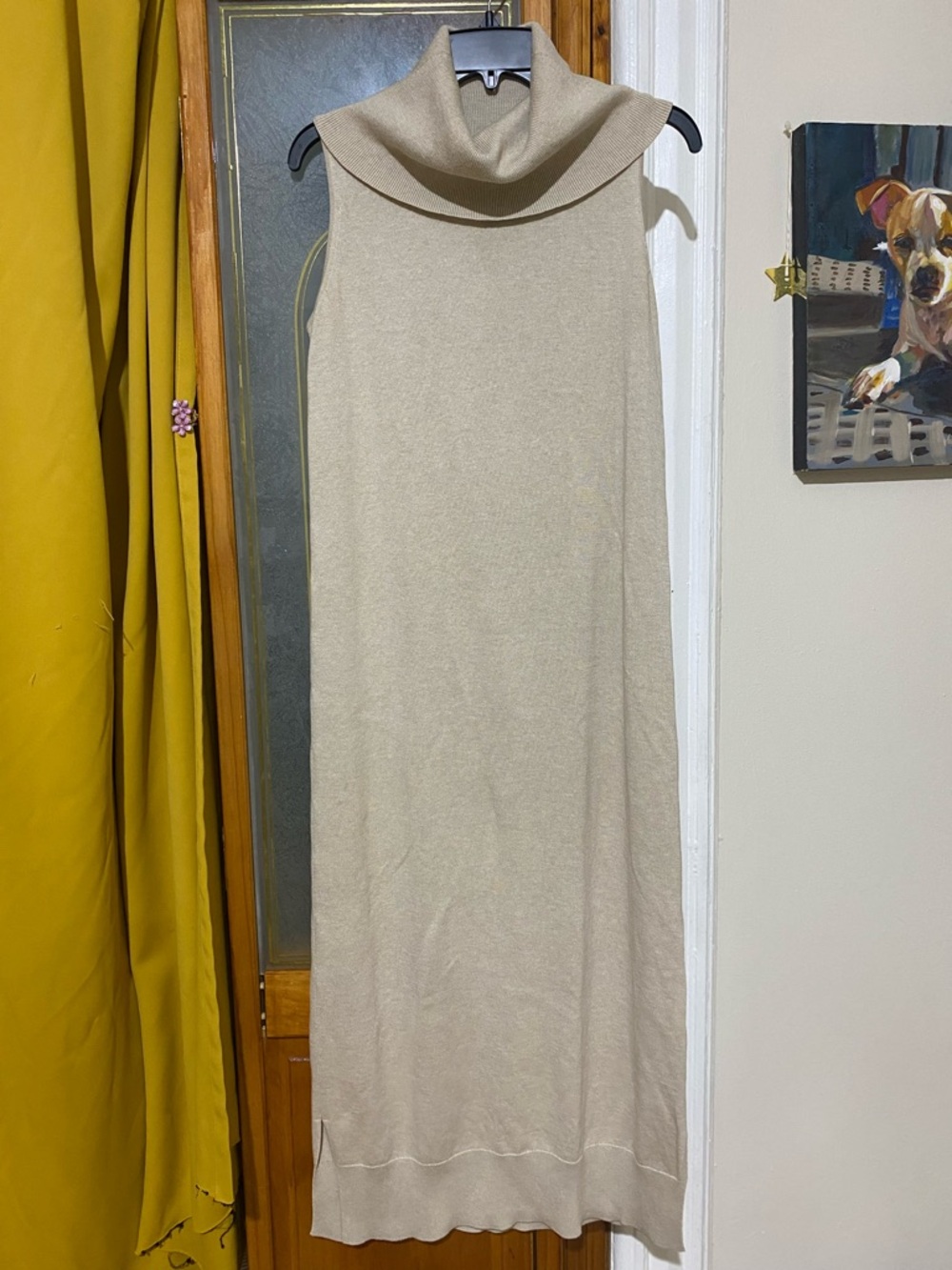 Joan Vass Cream Turtleneck dress
